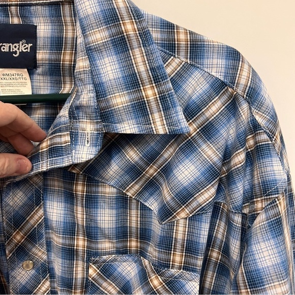 Vintage Wrangler Pearl Snap Front Pocket Plaid Shirt Size XXL - Picture 3 of 11